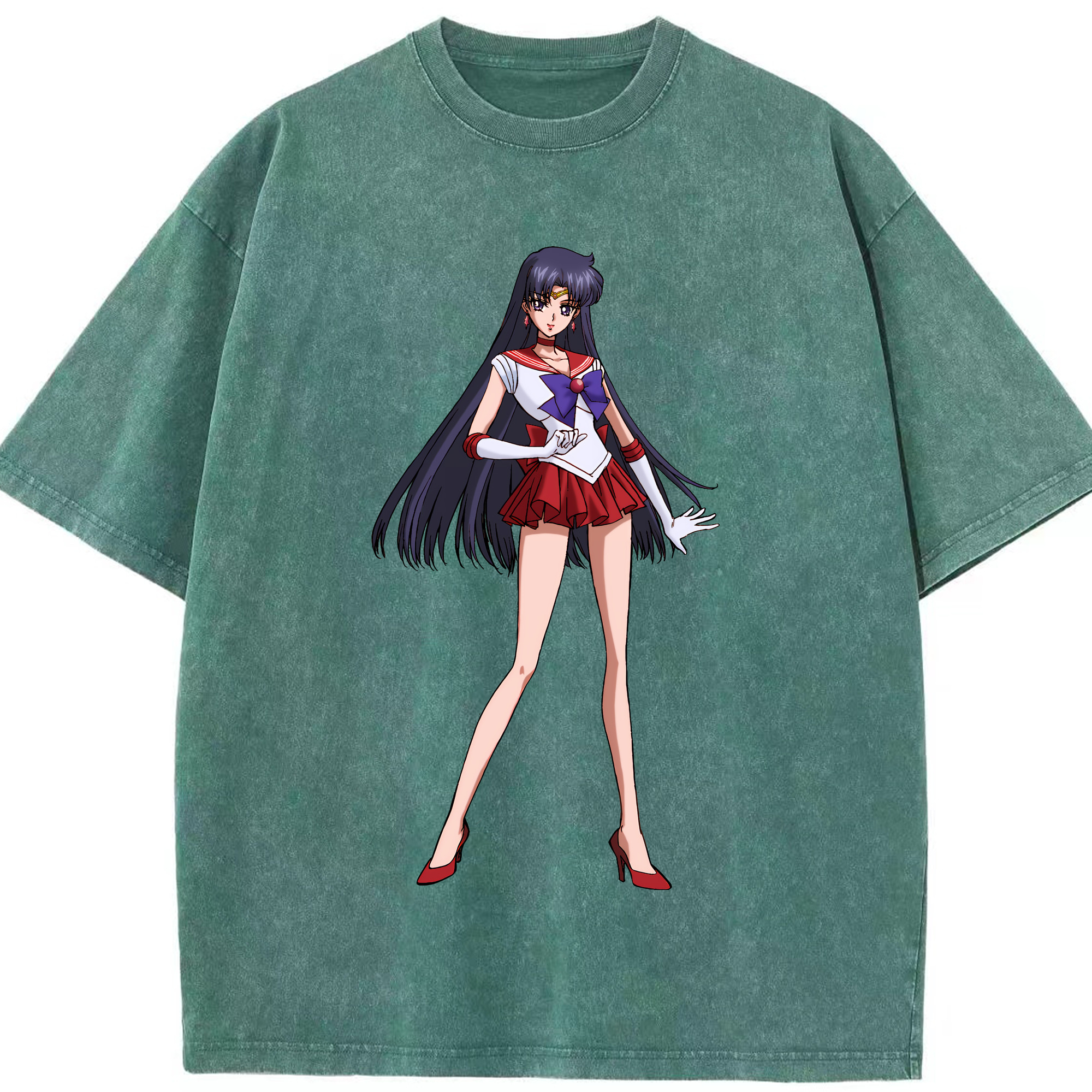 （画像用） 美少女戦士セーラームーン 火野レイ ひの レイ Sailor Moon Hino Rei （セーラーマーズ,Sailor Mars） 綿100% ヴィンテージ風 半袖Tシャツ（フロントプリント）